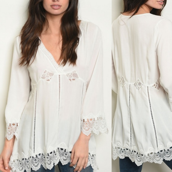 Sweetbb Tops - Off White Lace Blouse S M L